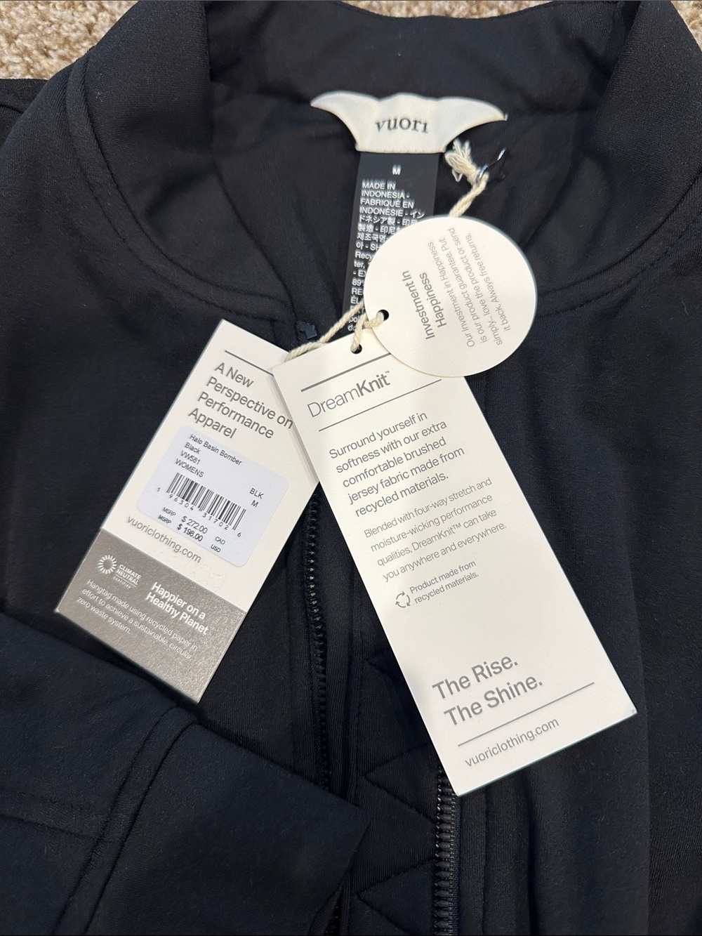 Vuori Black Women’s Halo Basin Bomber Jacket - Zip Front Casual Layer - Picture 3 of 3